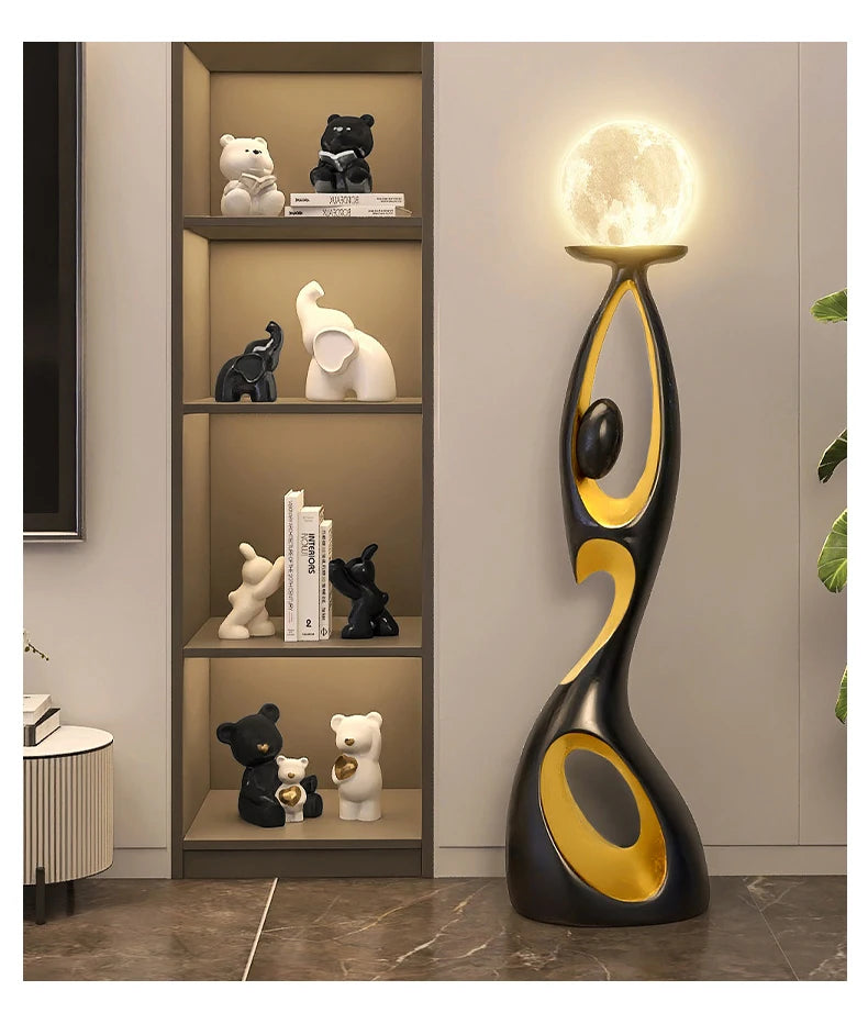 Movement Frozen in Time — Resin Floor Sculpture with Ambient Light