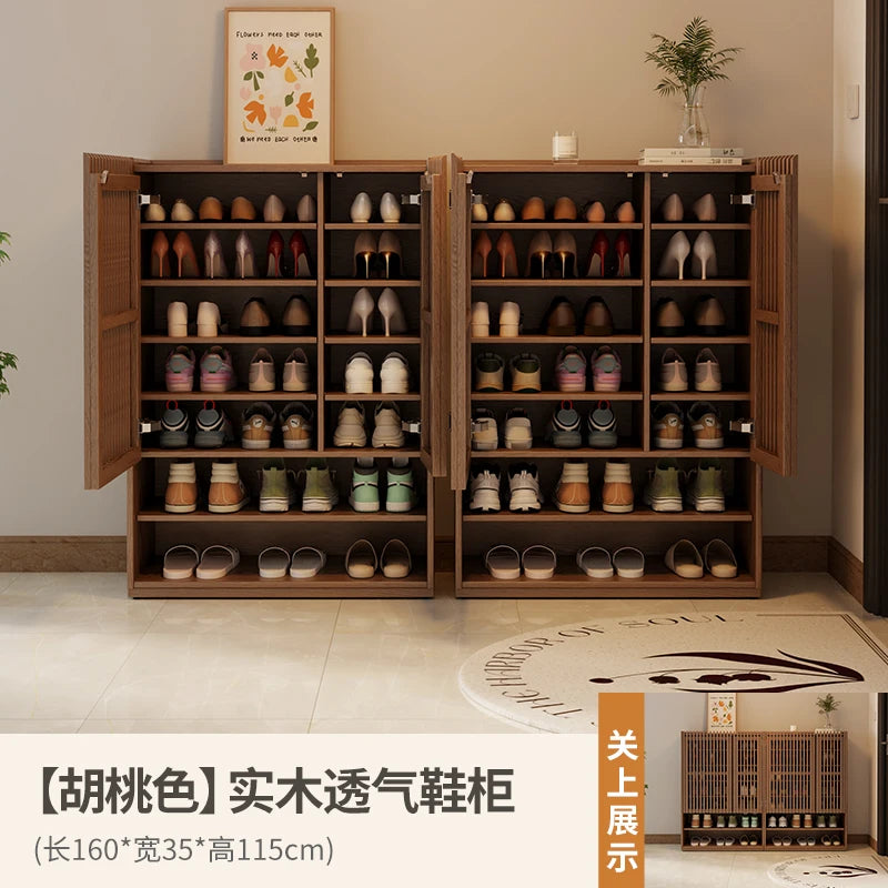 Vintage Luxury Wood Shoe Rack — Space-Saving Entryway Storage