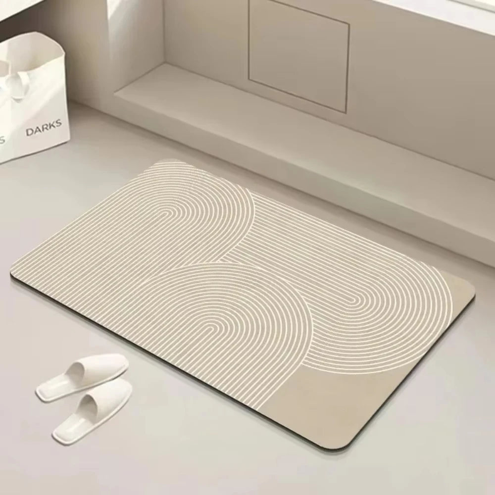 Spa-Grade Step — Non-Slip Diatomite Bath Mat with Rubber Padding
