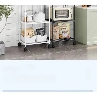 Kitchen storage cart for shelves - multi-level floor-standing household storage unit - bathroom shelf - microwave oven shelf