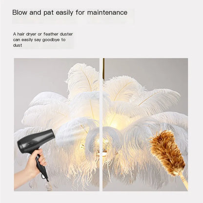 Soft Power — Nordic Ostrich Feather Chandelier for Bedroom & Living Room