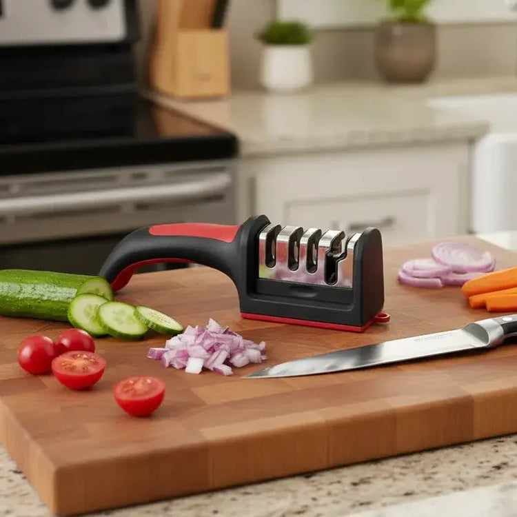 4-Stage Kitchen Knife Sharpener Tungsten Steel/Ceramic Sharpening System Handheld Sharpeners with Non Slip Base Kitchen Knives Jonine&