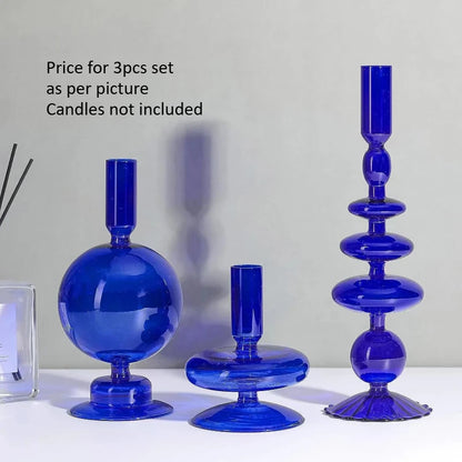 Colored Glass Candle Holder Set of 3 — Romantic Modern Home Décor