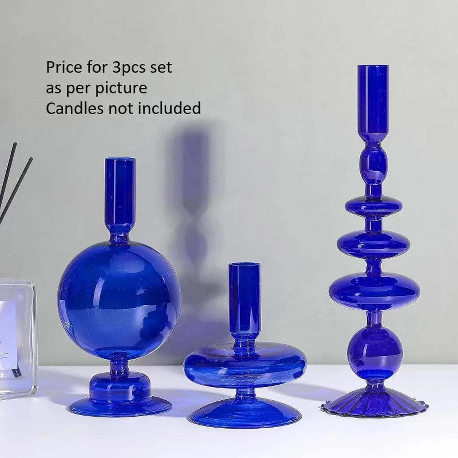 Colored Glass Candle Holder Set of 3 — Romantic Modern Home Décor