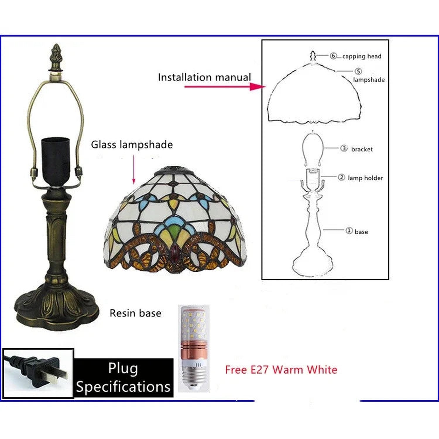 Old World Glow — European Retro Art Glass LED Desk Lamp