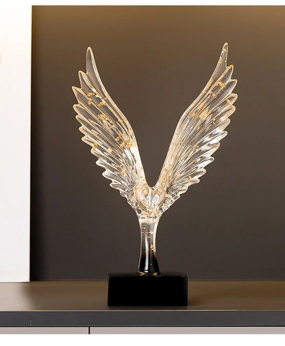 Gold Angel Wing Sculpture — Abstract Resin Figurine for Home Décor & Shelf Styling
