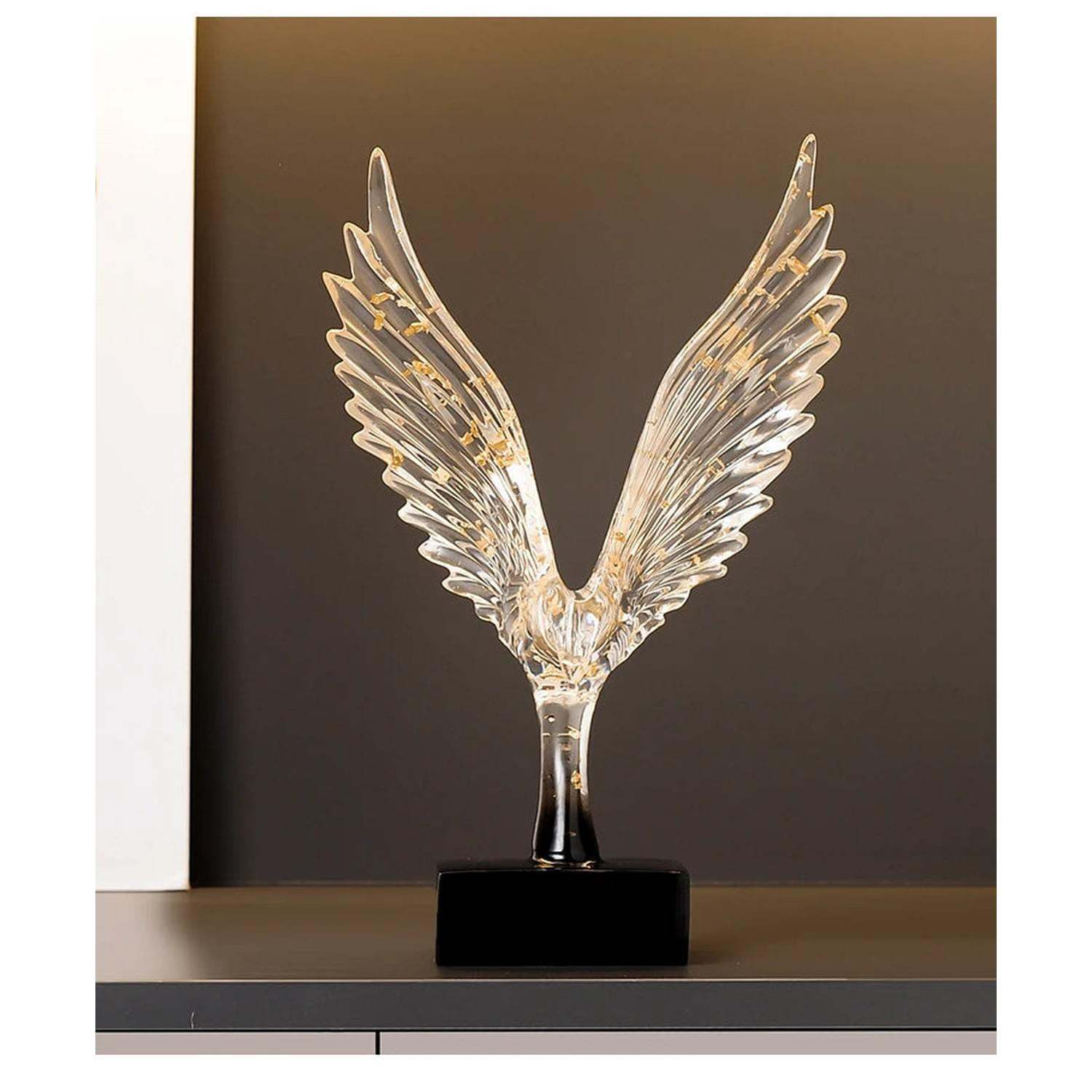 Gold Angel Wing Sculpture — Abstract Resin Figurine for Home Décor & Shelf Styling