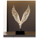 Gold Angel Wing Sculpture — Abstract Resin Figurine for Home Décor & Shelf Styling