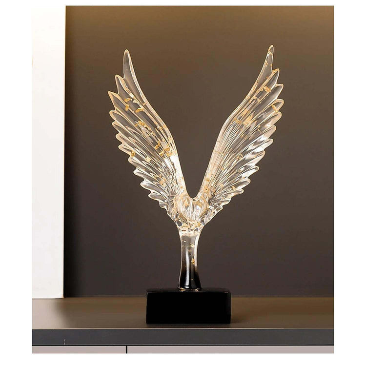 Gold Angel Wing Sculpture — Abstract Resin Figurine for Home Décor & Shelf Styling