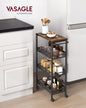 VASAGLE 4-Tier Trolley with Space-Saving Kitchen Trolley with Wheels, Handle, Small Spaces, Bathroom Living Room Study,