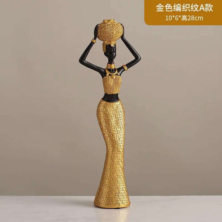 Woven in Gold — Tribal Weave Resin Sculpture in Bohemian Gold & Brown