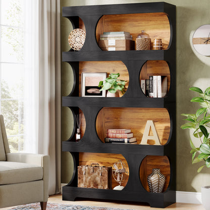 Curves That Work — Tribesigns 71" Tall S-Shaped Bookcase & Display Shelving