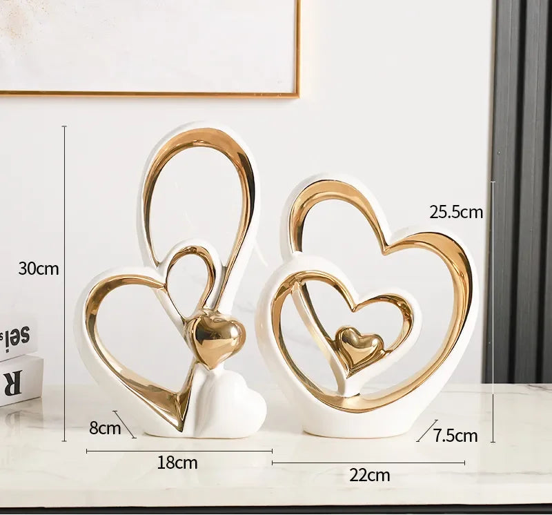 Heart-Shaped Ceramic & Enamel Luxury Home Accent Décor