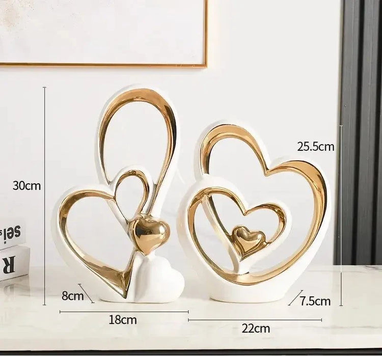 Heart-Shaped Ceramic & Enamel Luxury Home Accent Décor