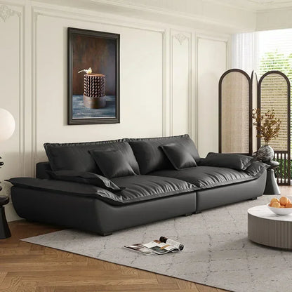 Luxury Genuine Leather Sofa — Designer Modular Living Room Seating