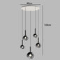 Nordic Stair Chandelier — Living & Dining Room Pendant Ceiling Light featuring five modern black glass pendant lights suspended at varying heights, perfect for minimalist Nordic design and statement lighting.