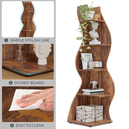 The Corner That Finally Does Something — Tribesigns 5-Tier Wall Corner Bookshelf & Plant Stand