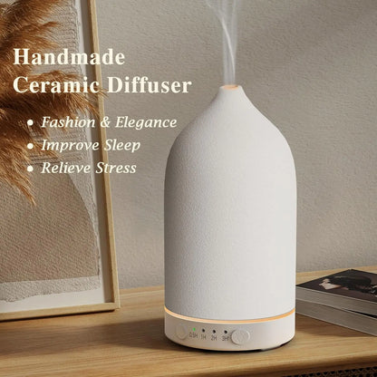 Breathe Easy — Ceramic 100ml Ultrasonic Aromatherapy Diffuser with 7 LED Colors