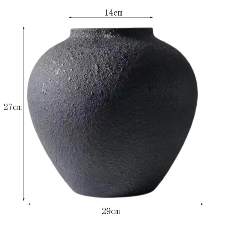 Stone-Texture Round Vase — Large Rustic Centerpiece Jonine’s Corner