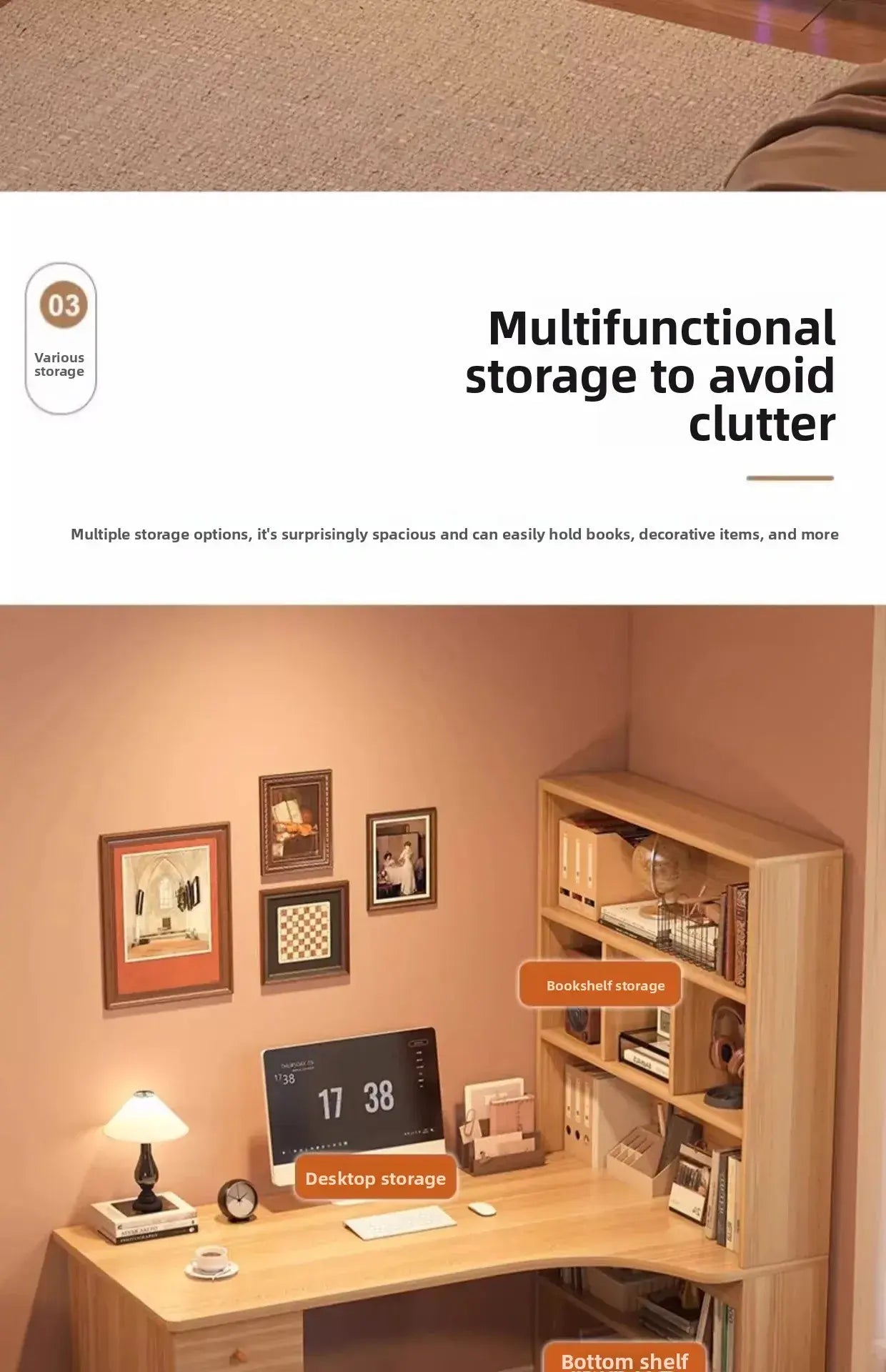 L-Shaped Corner Desk with Bookshelf — Jonine&