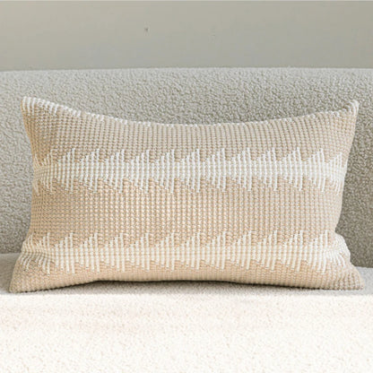 French Cream Jacquard Lumbar Pillow Cover — Embroidered Cushion Cover 12×20in