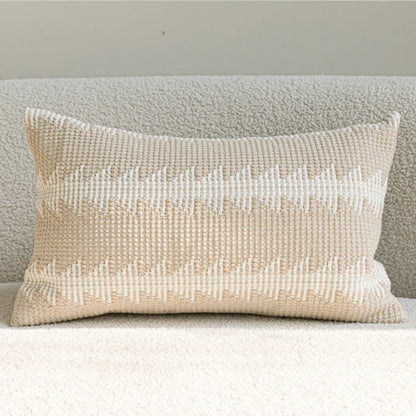 French Cream Jacquard Lumbar Pillow Cover — Embroidered Cushion Cover 12×20in