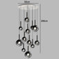 Nordic Stair Chandelier — Living & Dining Room Pendant Ceiling Light featuring multiple black glass globe pendants suspended at varying heights for elegant modern pendant lighting in luxury home décor.