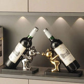 Sculptural ceramic wine rack and cabinet accent decor in gold and silver finish for stylish wine storage and display