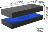 Modern Stylish Coffee Table with LED lights, Double-Layer Design for Living Room Coffee Table with 2 Storage Drawers Jonine&