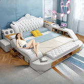 Headboard Storage Double Bed Queen Drawers King Size Smart Bed Luxury Princess Modern Letto Matrimoniale Bedroom Furniture Jonine&