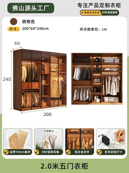 Modern Glass Wardrobe — L-Shaped Corner Closet with Luxury Storage
