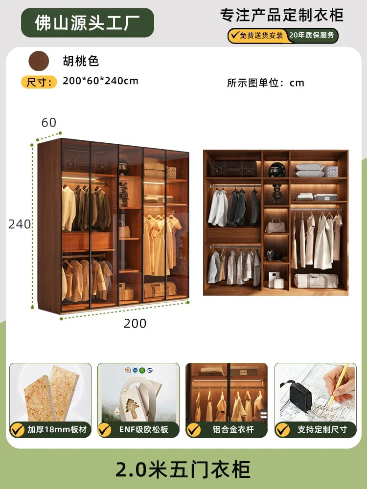 Modern Glass Wardrobe — L-Shaped Corner Closet with Luxury Storage