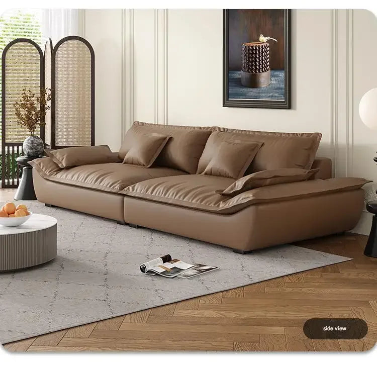 Luxury Genuine Leather Sofa — Designer Modular Living Room Seating