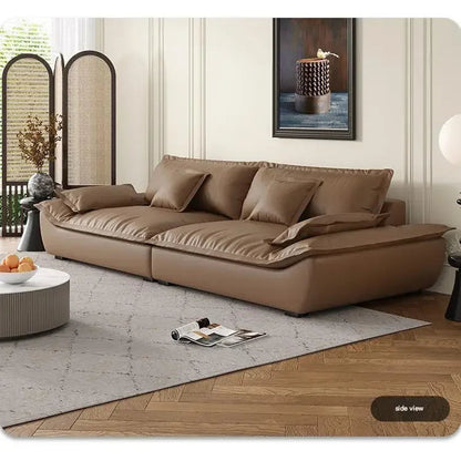 Luxury Genuine Leather Sofa — Designer Modular Living Room Seating