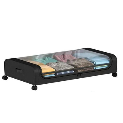 Under-Bed Rolling Storage Organizer with Wheels — Dust-Proof Drawer