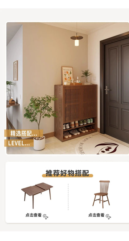 Vintage Luxury Wood Shoe Rack — Space-Saving Entryway Storage
