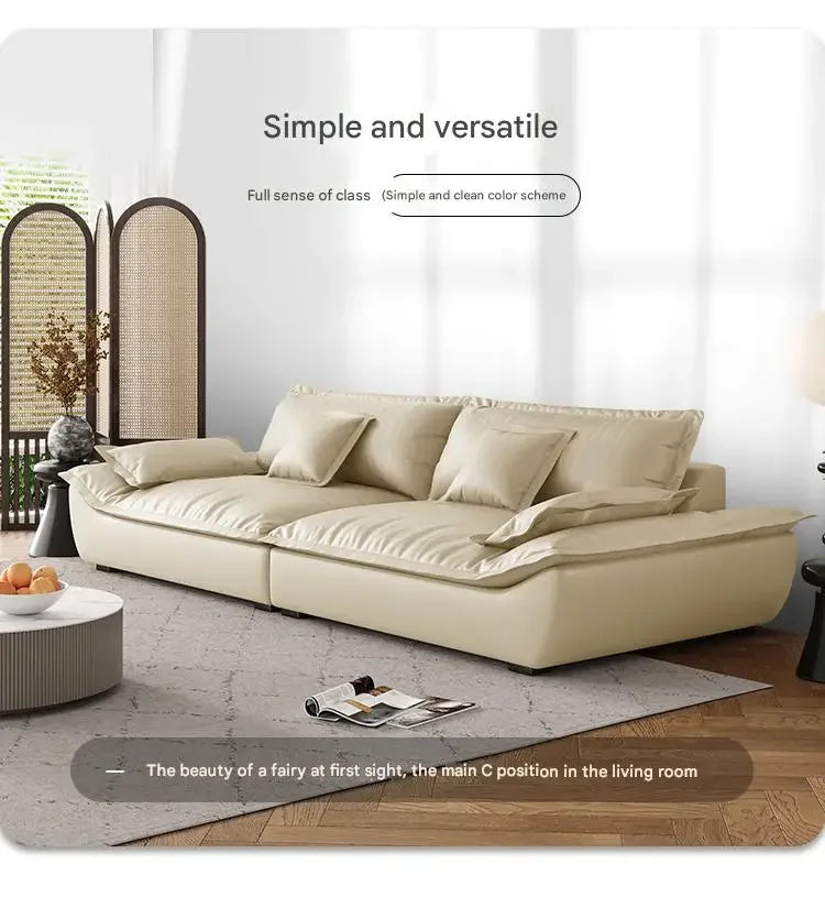 Luxury Genuine Leather Sofa — Designer Modular Living Room Seating