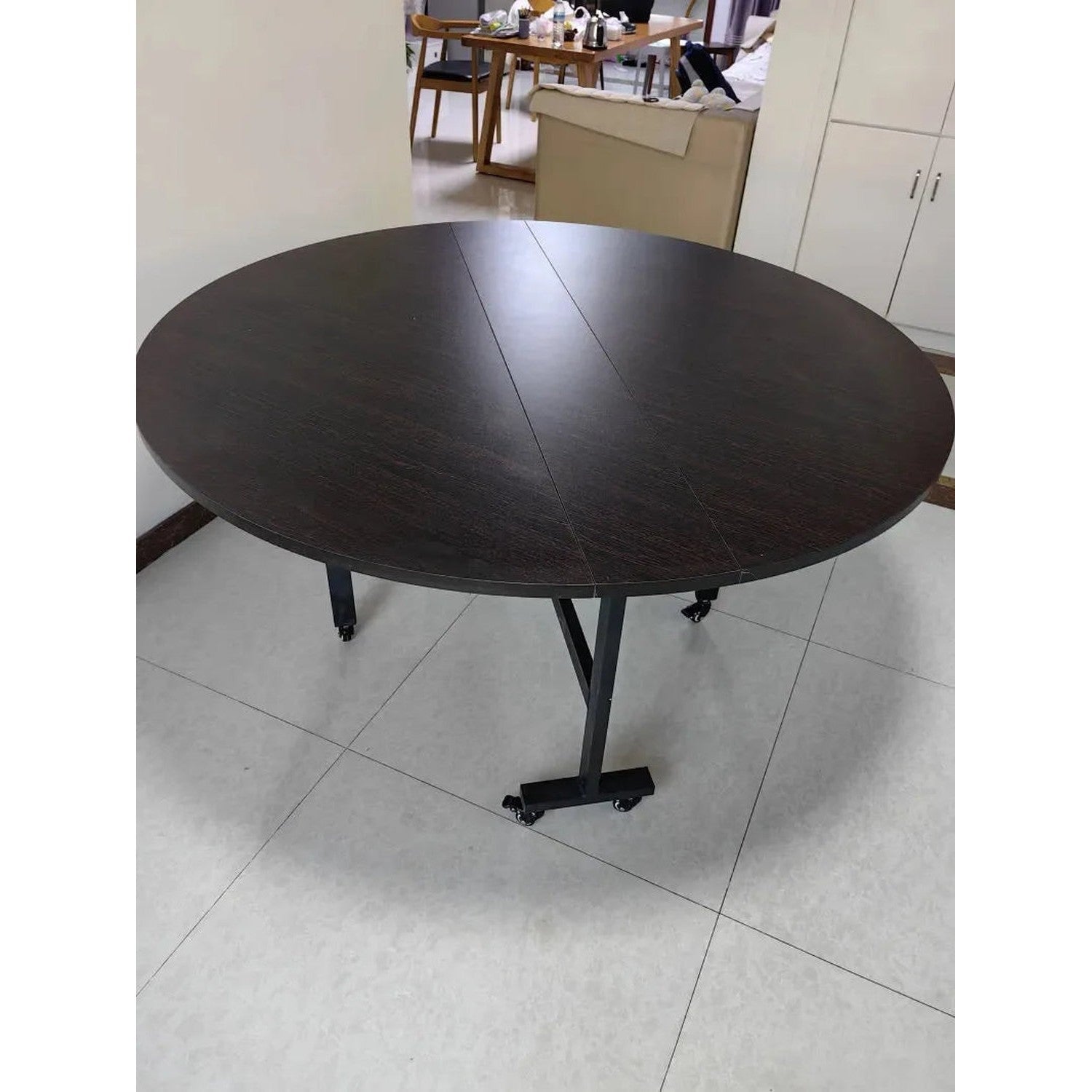 Round Foldable Dining Table — 100 &amp; 120cm