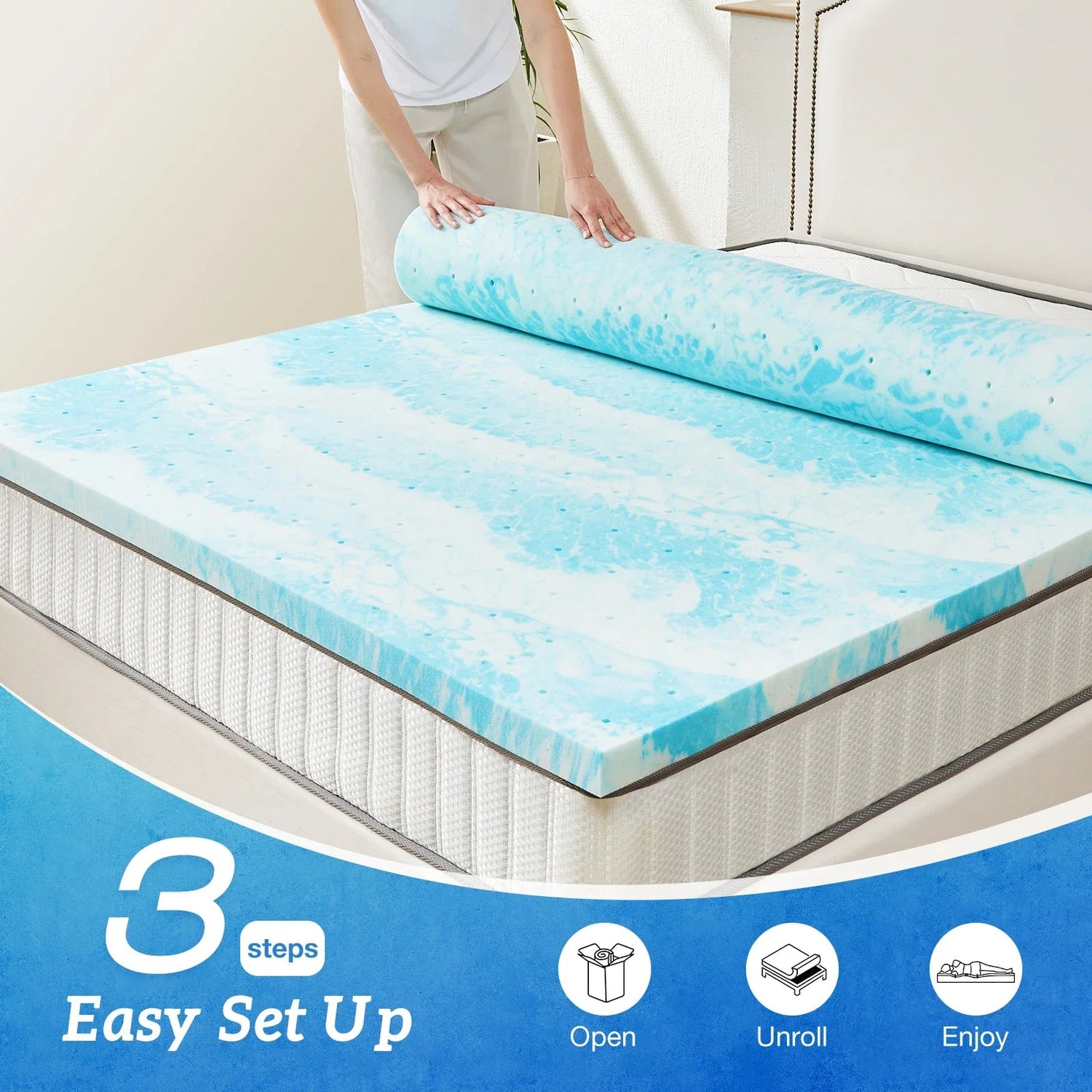 MCQ 2 Inch Soft Bed Mattress Full Size Memory Foam Gel Breathable Cooling Mattress Soft Bed Topper Home Bedroom Furniture Jonine’s Corner