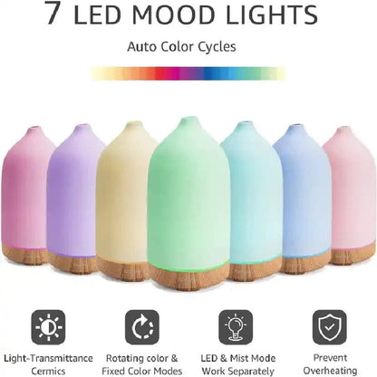 Breathe Easy — Ceramic 100ml Ultrasonic Aromatherapy Diffuser with 7 LED Colors