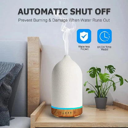 Breathe Easy — Ceramic 100ml Ultrasonic Aromatherapy Diffuser with 7 LED Colors