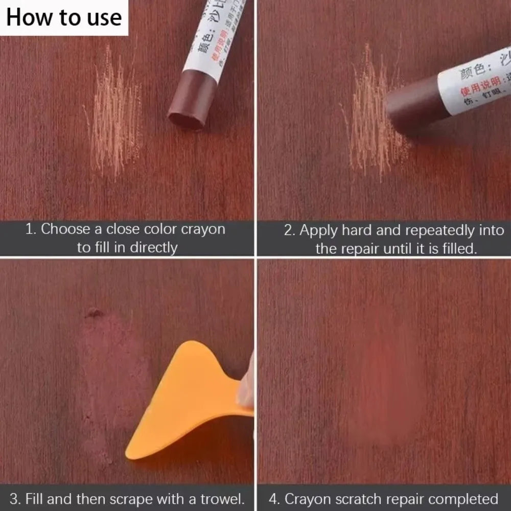 Waterproof Furniture Repair Pen Wooden Furniture Touch Up Wood Repair Crayon Damaged Scratch DIY Patch Paint Crayon