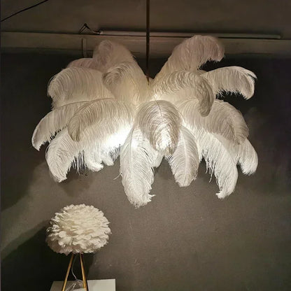 Soft Power — Nordic Ostrich Feather Chandelier for Bedroom & Living Room