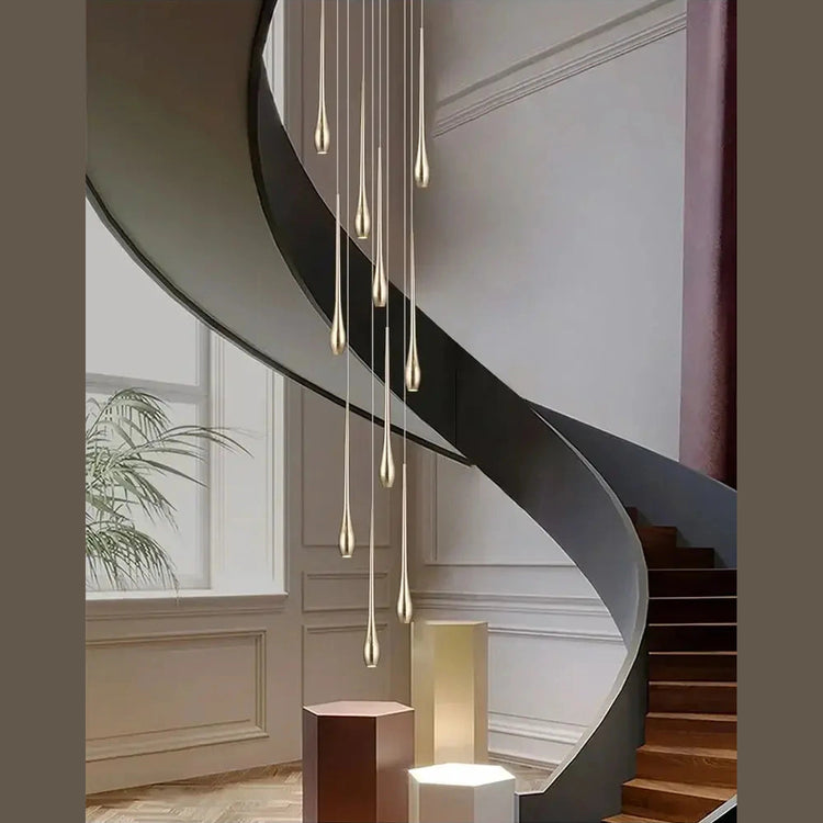 Modern Branch Shaped Gold Bar Staircase Long Chandelier For Duplex Living Room Dining Room Restaurant Home Decor Lustre Fixtures