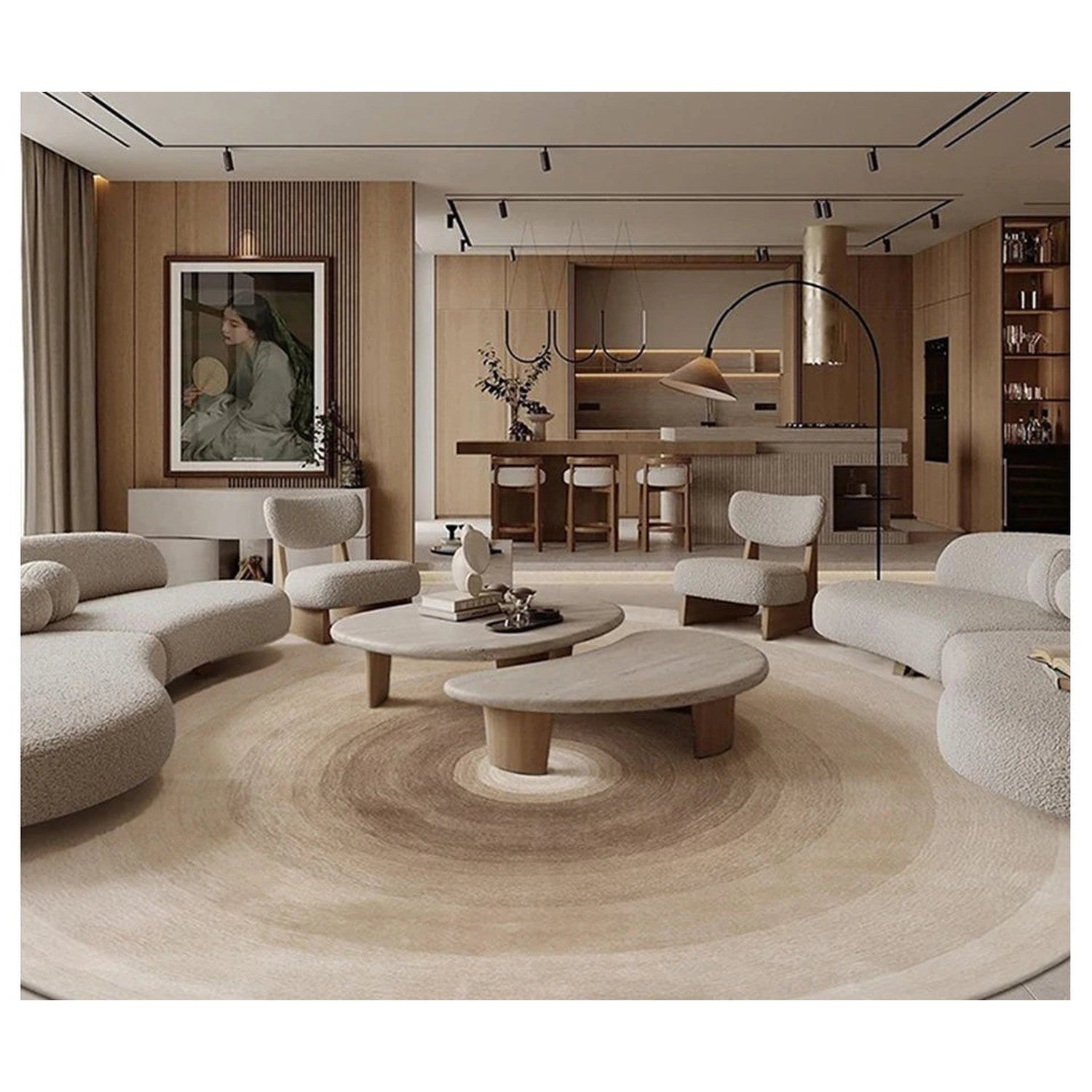 Round Gradient Area Rug — Machine Washable Non-Slip Floor Mat for Living Room &amp; Bedroom