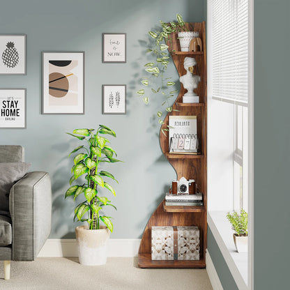 The Corner That Finally Does Something — Tribesigns 5-Tier Wall Corner Bookshelf & Plant Stand