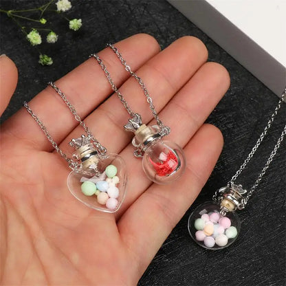 Fashion Glass Perfume Essential Oil Bottle Pendants DIY Women&