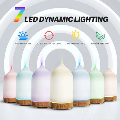 Breathe Easy — Ceramic 100ml Ultrasonic Aromatherapy Diffuser with 7 LED Colors