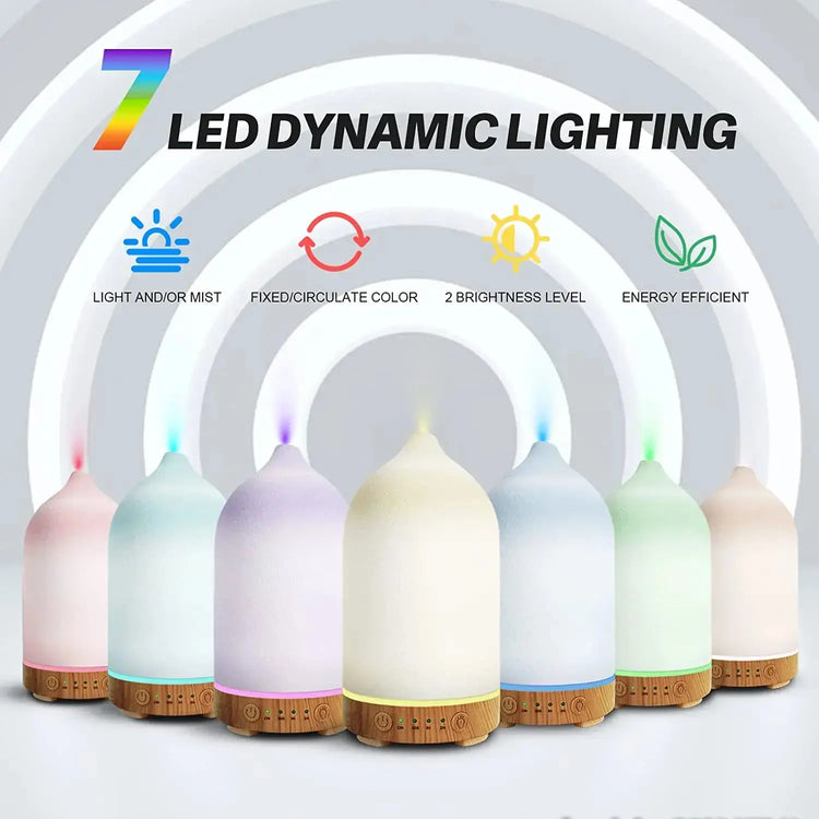 Ceramic Diffuser 100ML  Essential Oil Diffuser  Air Humidifier  With 7 LED  Ultrasonic Aromatherapy Diffusers for Home Jonine’s Corner