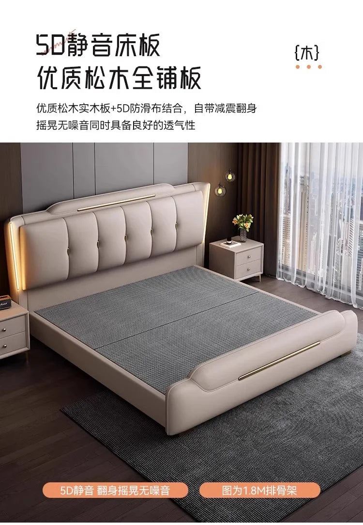 French King Upholstered Bed — Double Lounge Bedroom Frame